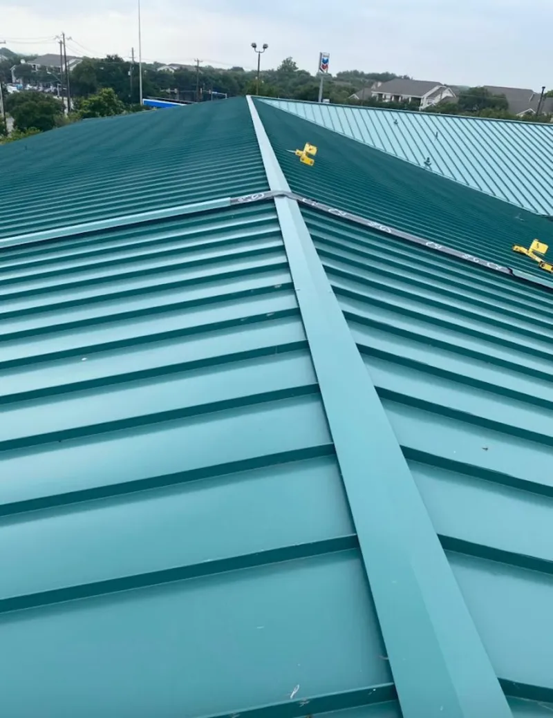 Green commercial metal roof ridge and valley for Metal Roof Repair in St. Paul